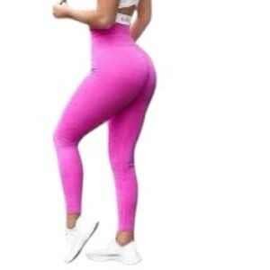 Alphalete Halo Leggings Small Hot Pink High Waisted Seamless Activewear NWT